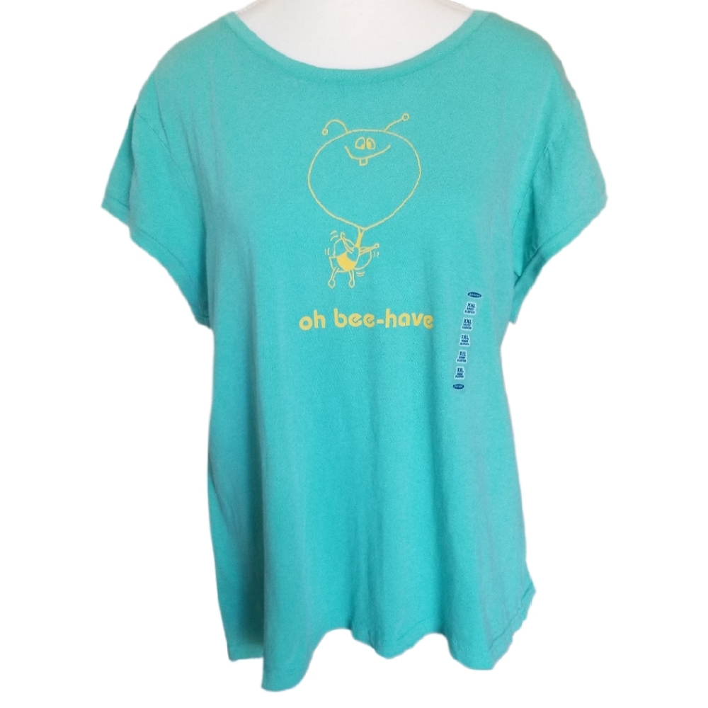 NWT Y2K 00's Old Navy Women's Plus Whimsical Graphic T-Shirt Casual Fitted XXL